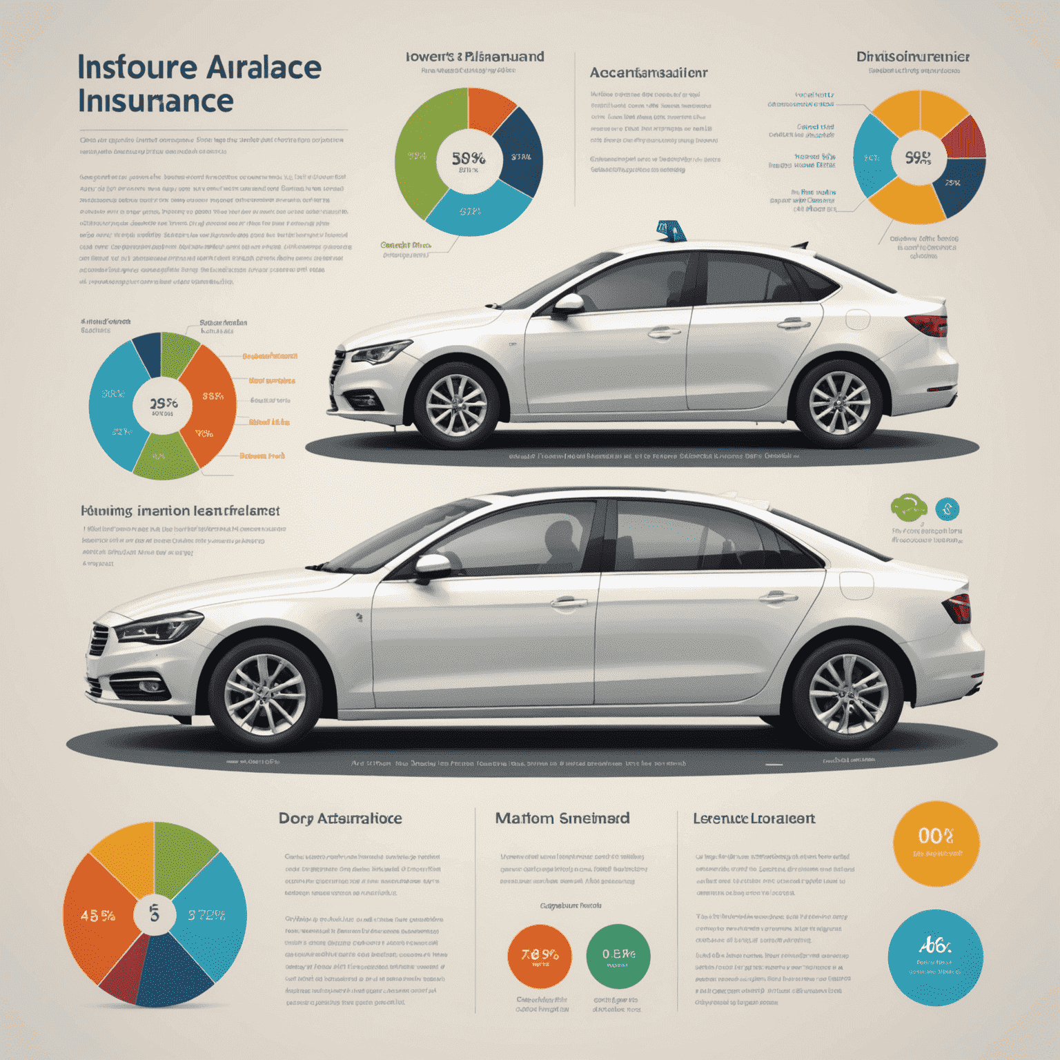 Een grafische weergave van verschillende factoren die de autoverzekeringspremie beïnvloeden, zoals leeftijd van de bestuurder, type auto, rijgeschiedenis en locatie, weergegeven als een interactieve weegschaal.